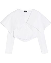 A.W.A.K.E. MODE - Oversized-Collar Cropped Cotton-Blend Jacket - Lyst