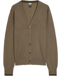 Loewe - Logo-Embroidered Fine-Knit Wool Cardigan - Lyst