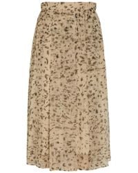 Brunello Cucinelli - Lynx-Print Silk-Organza Midi Skirt - Lyst