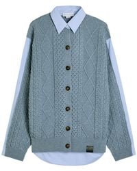 Stella McCartney - Cardigan-Effect Wool And Cotton-Poplin Shirt - Lyst