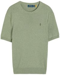 Polo Ralph Lauren - Logo-Embroidered Ribbed Cotton-Knit T-Shirt - Lyst