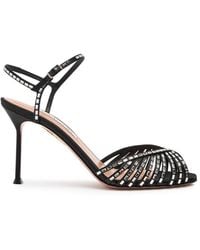 Aquazzura - Hold Me Crystal 85 Embellished Satin Sandals - Lyst