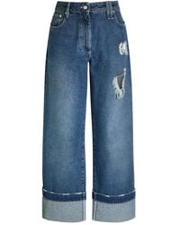 Simone Rocha - Distressed Embellished Straight-Leg Jeans - Lyst