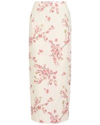 Agua Bendita - Lirica Floral-Print Linen Maxi Skirt - Lyst