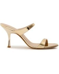 Stuart Weitzman - Nudist 85 Metallic Leather Mules - Lyst
