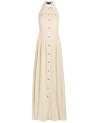 Alice + Olivia - Kendall Halterneck Linen Maxi Dress - Lyst