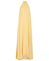 Delos - Luna Draped Silk-Georgette Maxi Dress - Lyst
