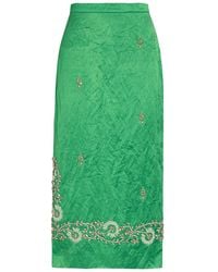 Erdem - Embellished Crinkled Satin Midi Pencil Skirt - Lyst