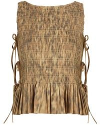 Ganni - Leopard-Print Stretch-Cotton Poplin Top - Lyst