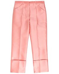Calvin Klein - Eva Turn-Up Duchess-Satin Trousers - Lyst
