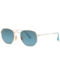 Ray-Ban - Tone Oval-Frame Designer Sunglasses, Sunglasses, Lenses, Metal, Transparent Tips, Designer Sunglasses, 100% Uv Protection - Lyst