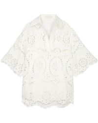 Zimmermann - Lexi Embroidered Cut-out Linen Tunic - Lyst