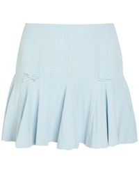 LoveShackFancy - Meryl Bow-Appliquéd Pointelle-Knit Mini Skirt - Lyst
