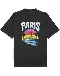 Balenciaga - Paris Tropical Printed Cotton T-Shirt - Lyst