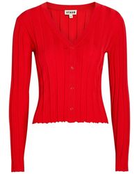 STAUD - Ezra Ribbed-Knit Cardigan - Lyst