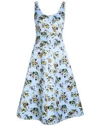 Emilia Wickstead - Abella Floral-Print Satin Midi Dress - Lyst