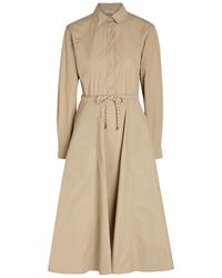 Moncler - Drawstring Poplin Midi Shirt Dress - Lyst
