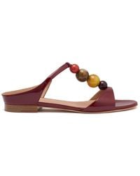 Malone Souliers - Lena 10 Beaded Leather Flat Sandals - Lyst