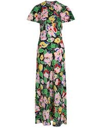 RIXO London - Aryella Floral Silk Midi Dress - Lyst