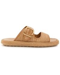 Tod's - Sandalo Leather-Trim Raffia Sandals - Lyst