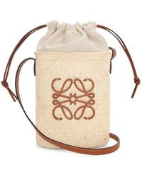 Loewe - X Paula's Ibiza Logo Raffia And Cotton Cross-Body Bag - Lyst