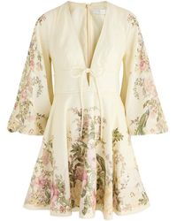 Zimmermann - Waverly Floral-Print Linen Mini Dress - Lyst