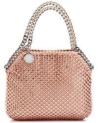 Stella McCartney - Falabella Mini Crystal-Embellished Satin Top Handle Bag - Lyst