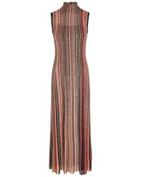 Missoni - Striped Embellished Ribbed-knit Midi Dress - Lyst