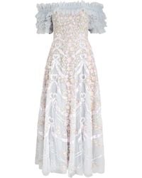 Needle & Thread - Ribbon Heart Floral-Embroidered Tulle Gown - Lyst