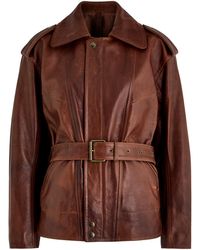 Petar Petrov - Superbad Distressed Belted Leather Jacket - Lyst