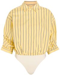 STAUD - Traverse Striped Stretch-Cotton Poplin Shirt Bodysuit - Lyst