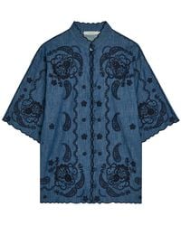 Zimmermann - Aster Embroidered Denim Shirt - Lyst