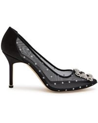 Manolo Blahnik - Hangisi 90 Polka-Dot Mesh Pumps - Lyst