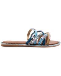 De Siena - Sandrine Beaded Leather Sliders - Lyst