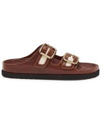 Birkenstock - Arizona Bold Canvas And Leather Sliders - Lyst