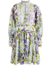 byTiMo - Floral-Print Embroidered Cotton-Blend Mini Dress - Lyst