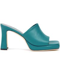 Womens Shoes Heels Mule shoes Blue BY FAR Leather Lana Mid Heel Mules in Purple 
