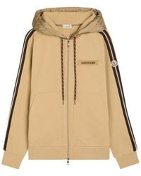 Moncler - Striped-Trim Hooded Cotton Sweatshirt - Lyst