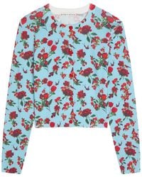 Alice + Olivia - Carson Floral Print Stretch-Cotton Cardigan - Lyst