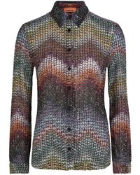 Missoni - Sequin-Embellished Zigzag Metallic-Knit Shirt - Lyst