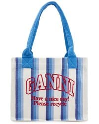 Ganni - Easy Shopper Large Striped Canvas Tote - Lyst