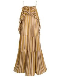 Zimmermann - Rebellion Ruffled Tiered Striped Crepe De Chine Midi Dress - Lyst