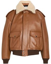 Saint Laurent - Detachable-Collar Shearling And Leather Jacket - Lyst