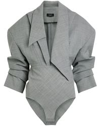 A.W.A.K.E. MODE - Blazer-Effect Woven Bodysuit - Lyst