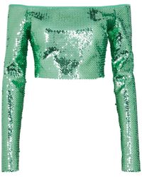 David Koma - Off-The-Shoulder Cropped Sequin Top - Lyst