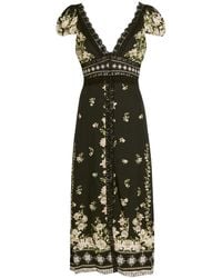 Alice + Olivia - Rose Floral-Print Crepe Midi Dress - Lyst