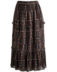 Isabel Marant - Diya Printed Cotton Midi Skirt - Lyst