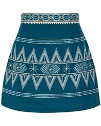 Emporio Sirenuse - Giuliana Embroidered Linen-Blend Mini Skirt - Lyst