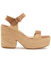 Gabriela Hearst - Sardis 100 Suede And Raffia Platform Sandals - Lyst
