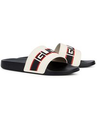 Gucci Leather Off,white All Over Logo Stamp Pursuit Slides